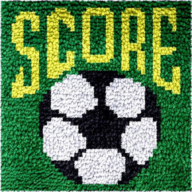 Numptain Latch Hook Kits for Adults,DIY Rug Crafts Football Pattern Color Printed Canvas,Latch Hook Kits for Beginners Handmade Needlework Crafts Home Decoration,12"x12"NT2 - Image 1